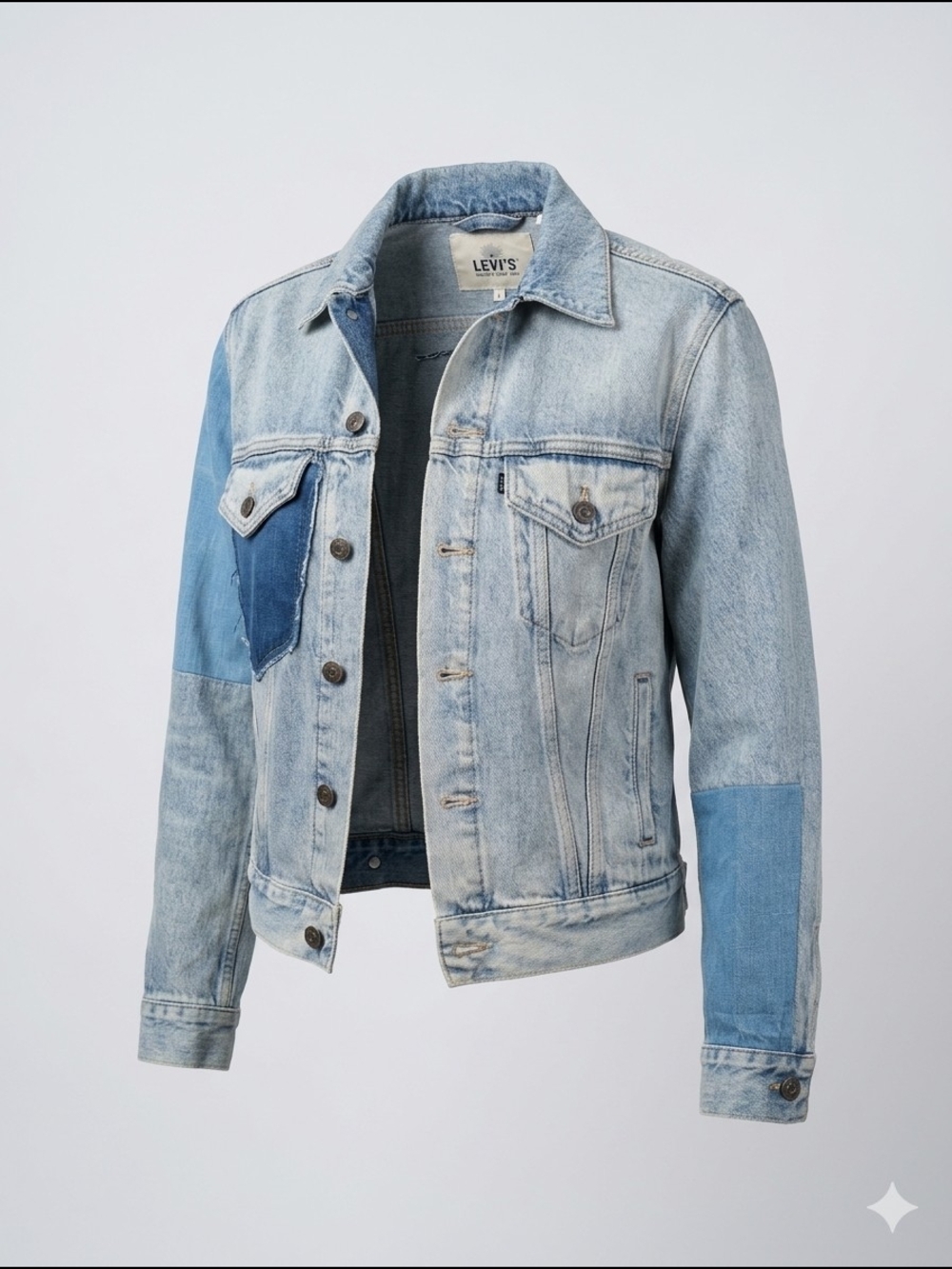 Levi's Made & Crafted Selvedge Patchwork Denim Trucker Jacket Size 1 Small